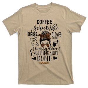 Womens Ph Leopard Messy Bun Nurse CNA Life Nursing Coffee T-Shirt