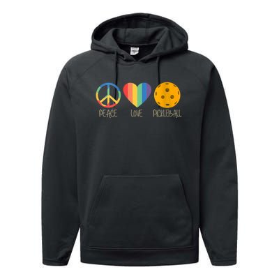 Womens Peace Love Pickleball Performance Fleece Hoodie