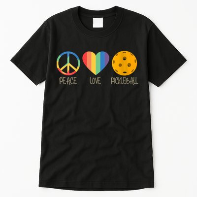 Womens Peace Love Pickleball Tall T-Shirt