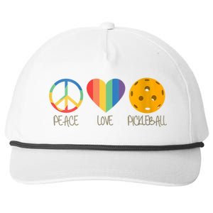 Womens Peace Love Pickleball Snapback Five-Panel Rope Hat