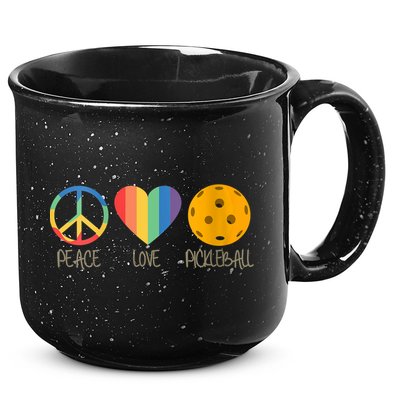 Womens Peace Love Pickleball 15oz Campfire Ceramic Mug