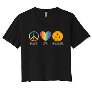 Womens Peace Love Pickleball Women's Crop Top Tee