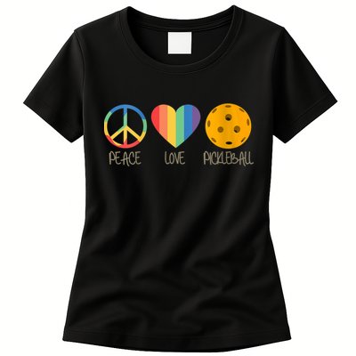 Womens Peace Love Pickleball Womens T-Shirt