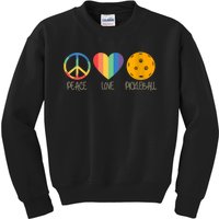 Womens Peace Love Pickleball Kids Sweatshirt