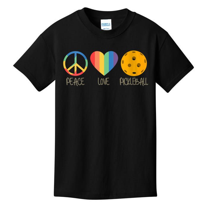 Womens Peace Love Pickleball Kids T-Shirt