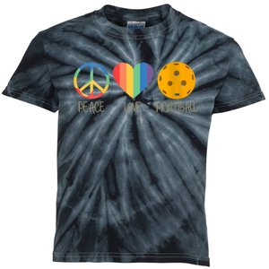 Womens Peace Love Pickleball Kids Tie-Dye T-Shirt