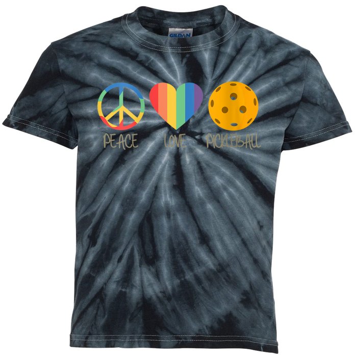 Womens Peace Love Pickleball Kids Tie-Dye T-Shirt