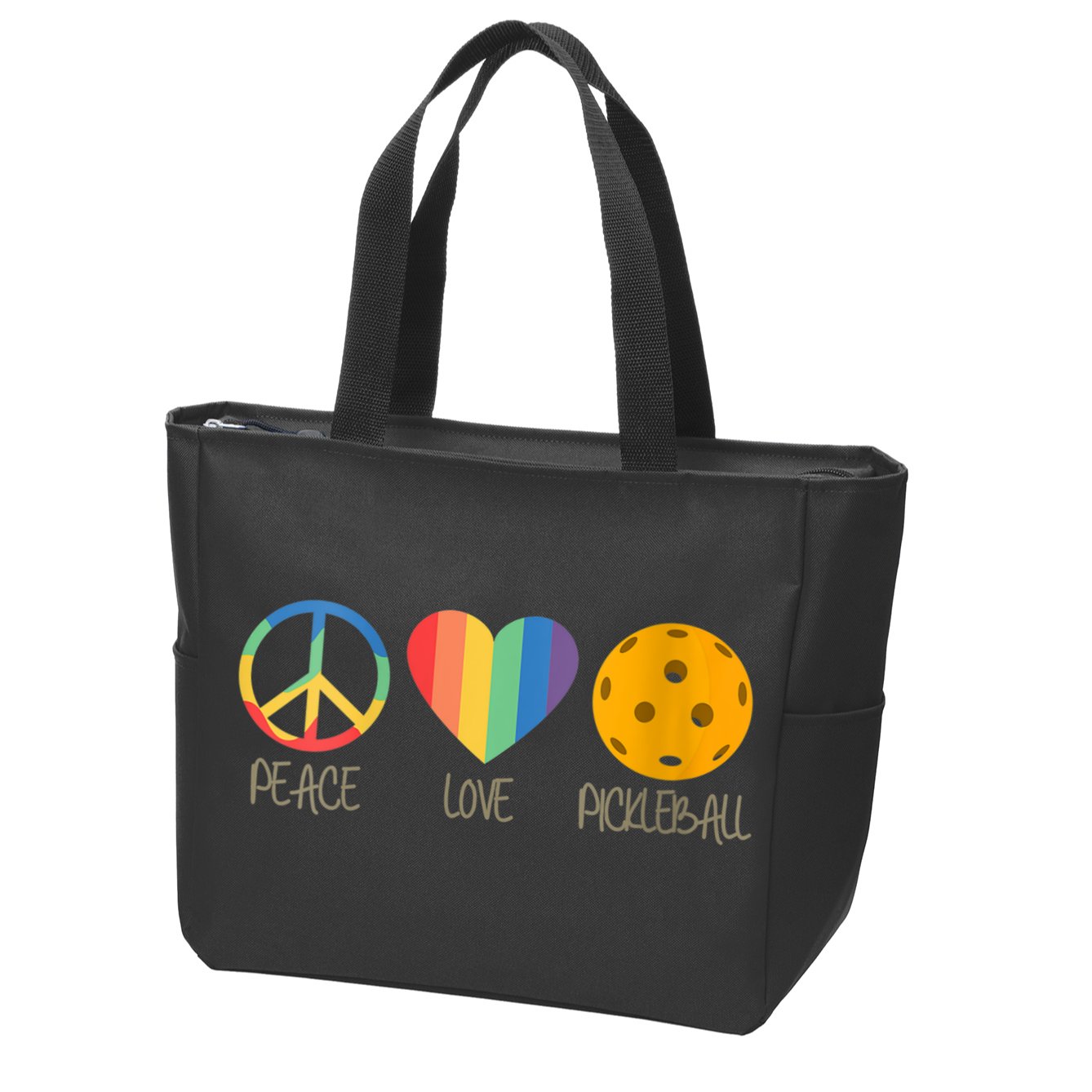 Womens Peace Love Pickleball Zip Tote Bag