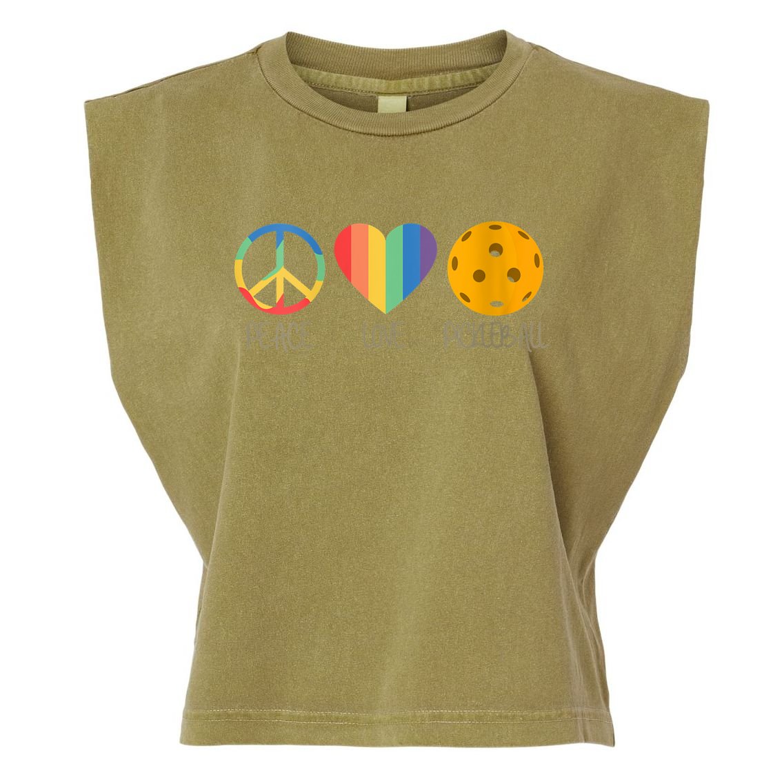 Womens Peace Love Pickleball Garment-Dyed Women's Muscle Tee
