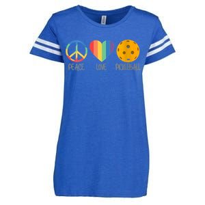 Womens Peace Love Pickleball Enza Ladies Jersey Football T-Shirt