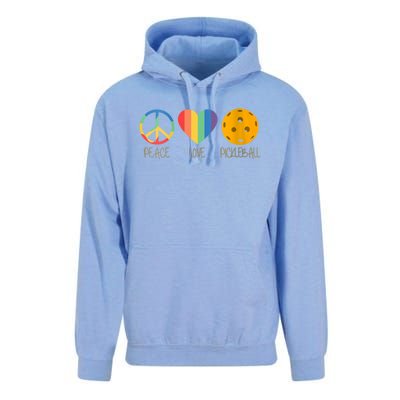 Womens Peace Love Pickleball Unisex Surf Hoodie