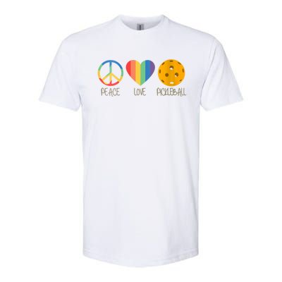 Womens Peace Love Pickleball Softstyle® CVC T-Shirt