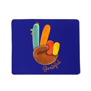 Womens Peace Love Turkey Grateful Turkey Hand Sign Thanksgiving Mousepad