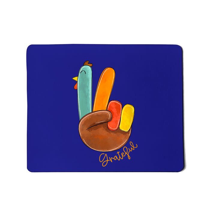 Womens Peace Love Turkey Grateful Turkey Hand Sign Thanksgiving Mousepad