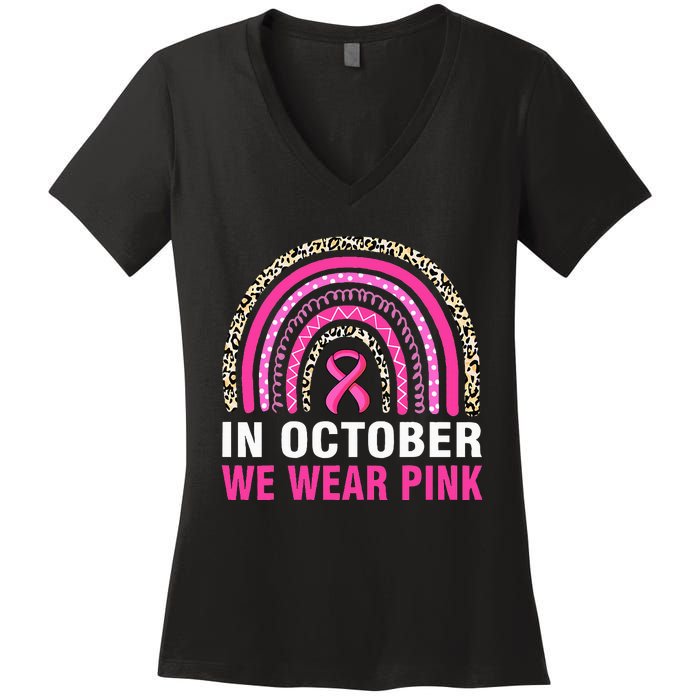 Wear P.I.N.K Leopard Breast Cancer Awareness Women's V-Neck T-Shirt