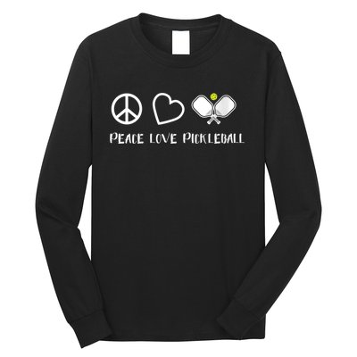 WoM.e.ns Peace Love Pickleball Funny Pickleball Paddle Player Gift V-Neck Long Sleeve Shirt