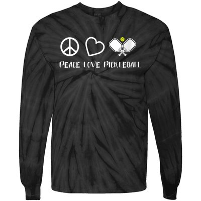 WoM.e.ns Peace Love Pickleball Funny Pickleball Paddle Player Gift V-Neck Tie-Dye Long Sleeve Shirt