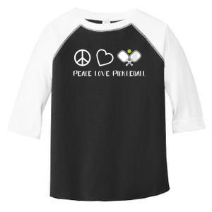 WoM.e.ns Peace Love Pickleball Funny Pickleball Paddle Player Gift V-Neck Toddler Fine Jersey T-Shirt