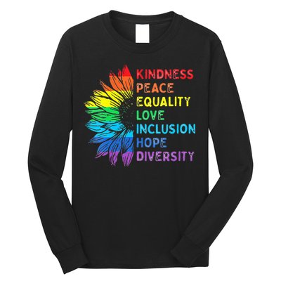 Womens Peace Love Diversity Inclusion Equality Human Rights Rainbow Long Sleeve Shirt