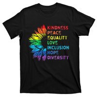 Womens Peace Love Diversity Inclusion Equality Human Rights Rainbow T-Shirt