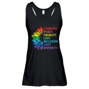 Womens Peace Love Diversity Inclusion Equality Human Rights Rainbow Ladies Essential Flowy Tank