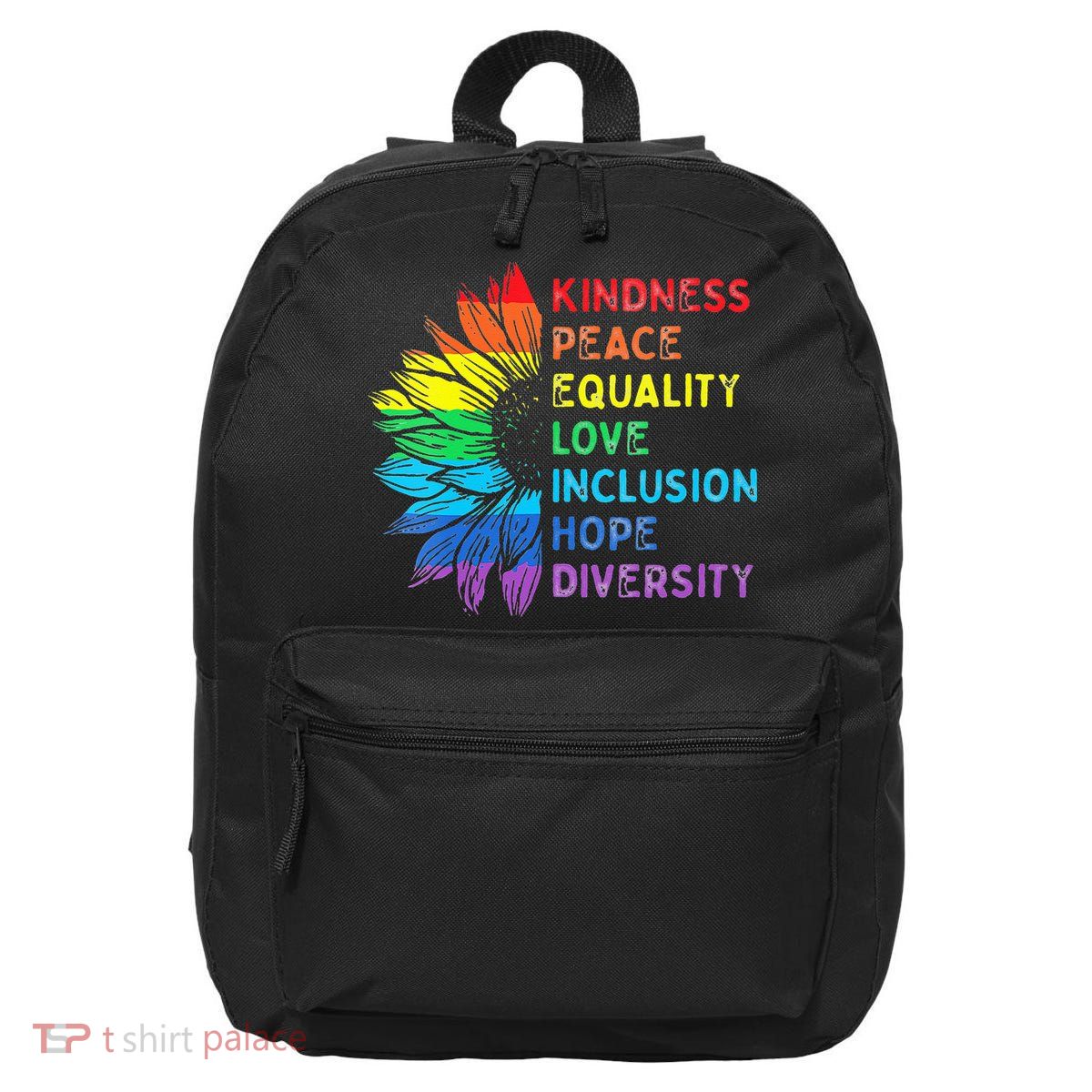 Womens Peace Love Diversity Inclusion Equality Human Rights Rainbow 16 in Basic Backpack