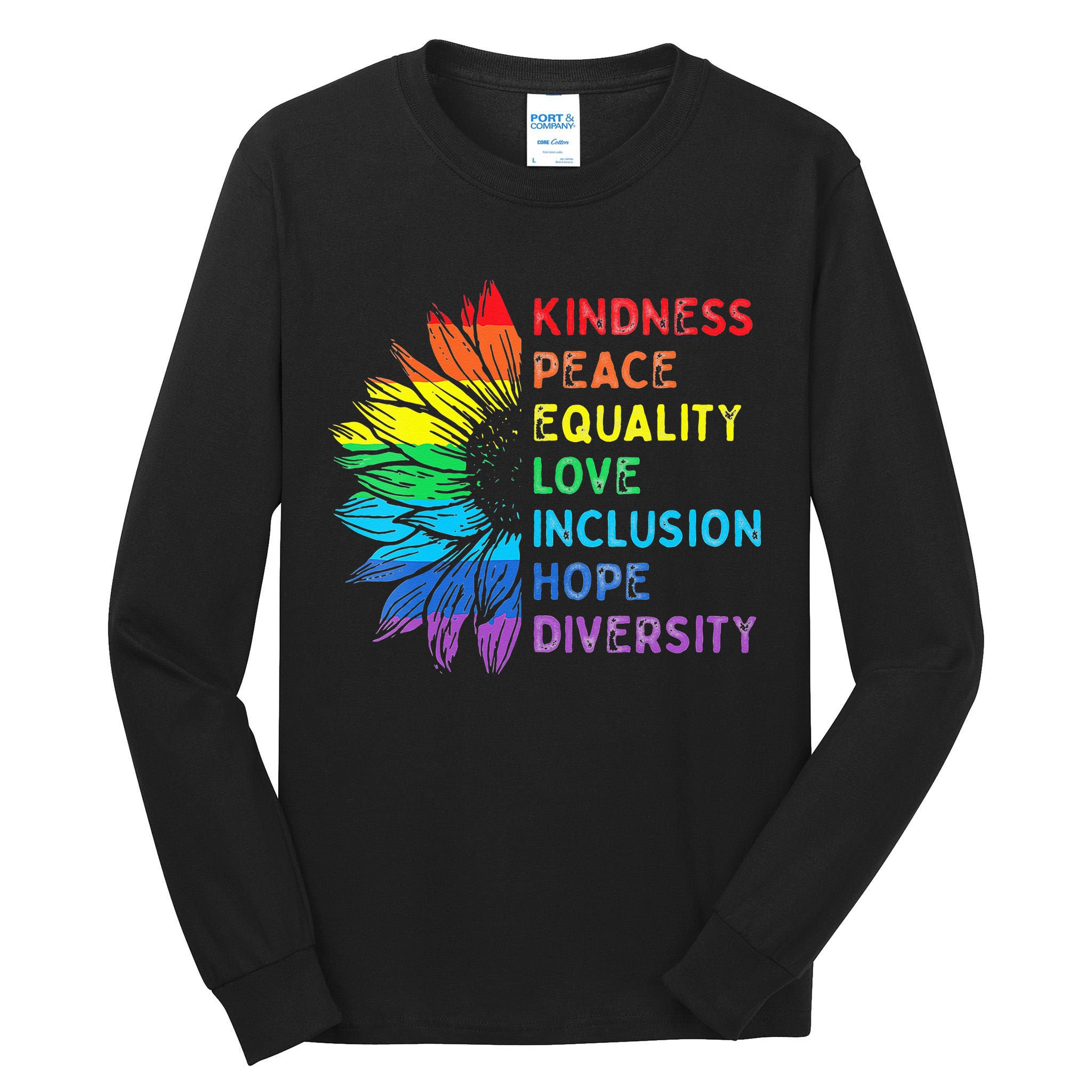 Womens Peace Love Diversity Inclusion Equality Human Rights Rainbow Tall Long Sleeve T-Shirt