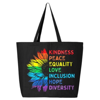 Womens Peace Love Diversity Inclusion Equality Human Rights Rainbow 25L Jumbo Tote