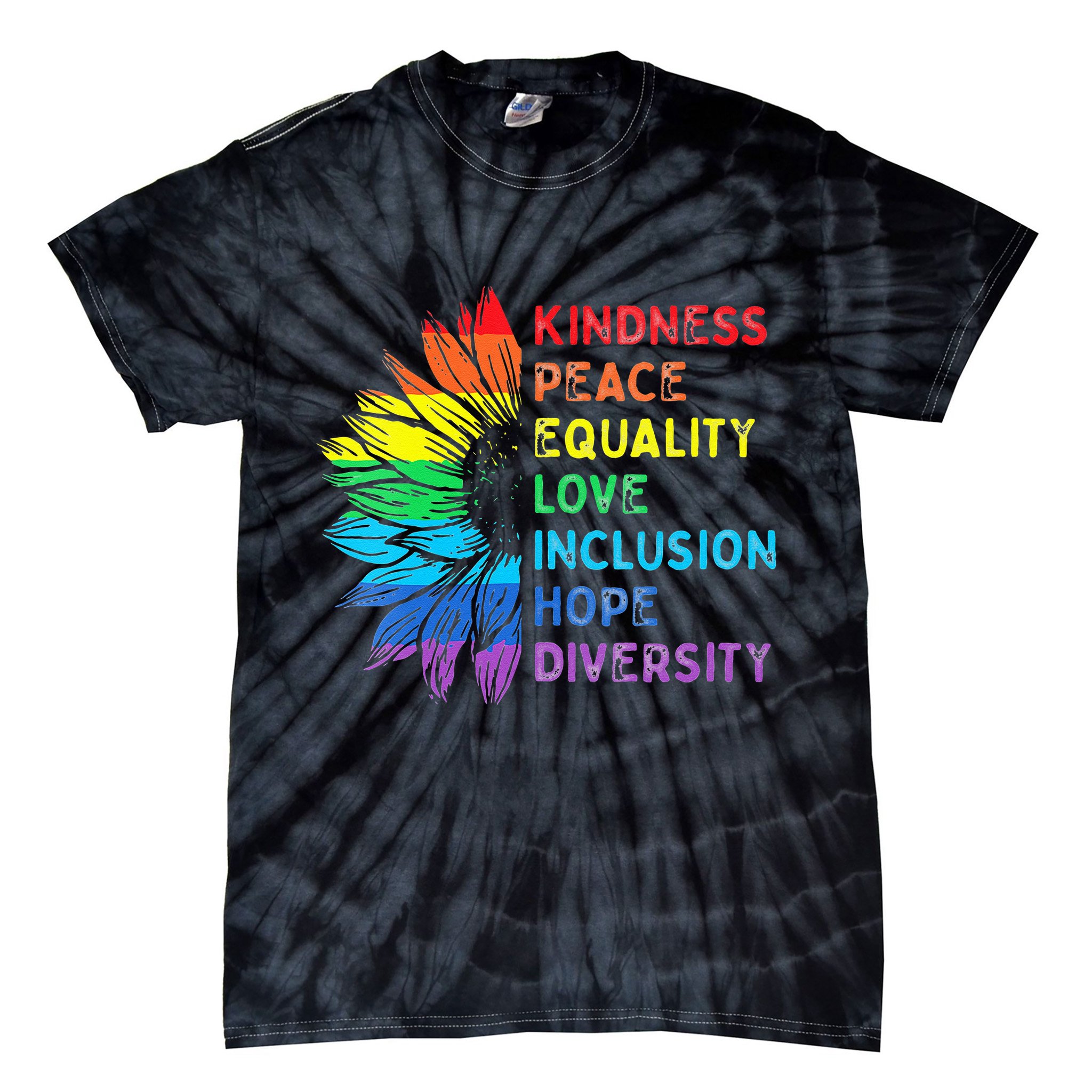 Womens Peace Love Diversity Inclusion Equality Human Rights Rainbow Tie-Dye T-Shirt
