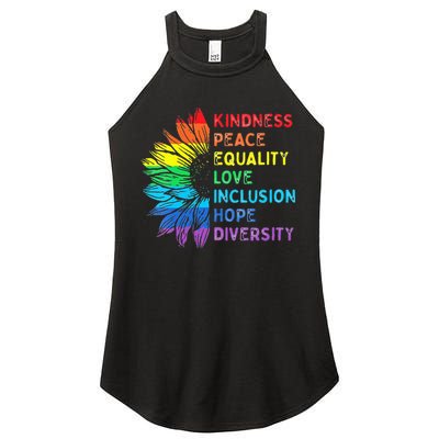 Womens Peace Love Diversity Inclusion Equality Human Rights Rainbow Women's Perfect Tri Rocker Tank