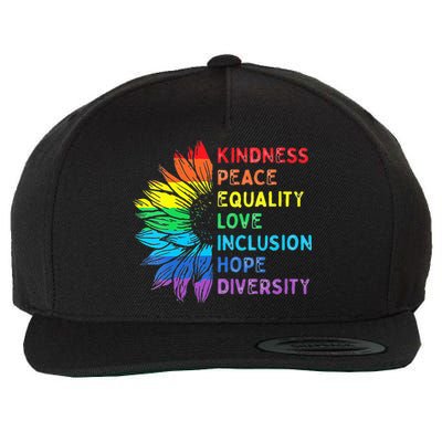 Womens Peace Love Diversity Inclusion Equality Human Rights Rainbow Wool Snapback Cap