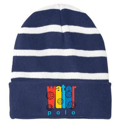 Water Polo Logo Striped Beanie with Solid Band