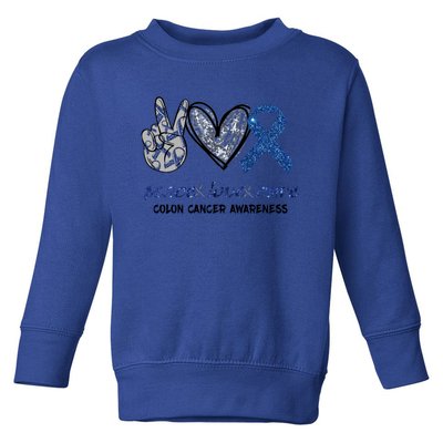 Wo Peace Love Cure Colon Cancer Awareness Gift Toddler Sweatshirt