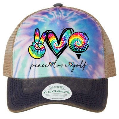 Womens Peace Love Golf Tie Dye Cute Golf Lovers Legacy Tie Dye Trucker Hat