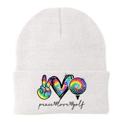 Womens Peace Love Golf Tie Dye Cute Golf Lovers Knit Cap Winter Beanie