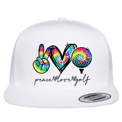 Womens Peace Love Golf Tie Dye Cute Golf Lovers Flat Bill Trucker Hat