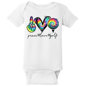 Womens Peace Love Golf Tie Dye Cute Golf Lovers Baby Bodysuit