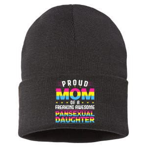 Wo Proud Mom Of An Awesome Pansexual Daughter Pan Pride LGBT Sustainable Knit Beanie