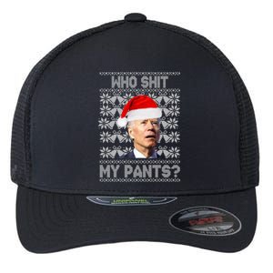 Who Pooped My Pants? Funny Biden Ugly Christmas Flexfit Unipanel Trucker Cap