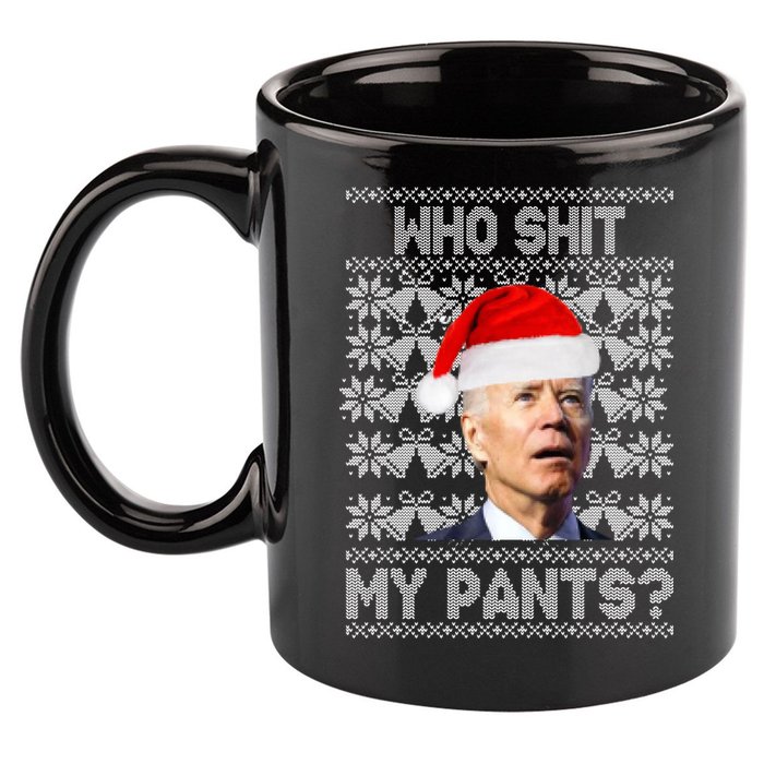 Who Pooped My Pants? Funny Biden Ugly Christmas 11oz C Handle Ceramic Mug