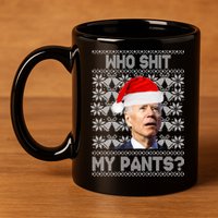 Who Pooped My Pants? Funny Biden Ugly Christmas 11oz C Handle Ceramic Mug
