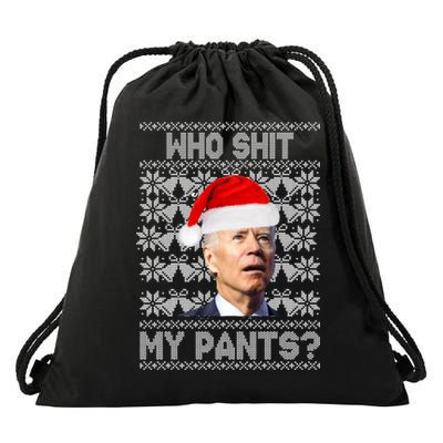 Who Pooped My Pants? Funny Biden Ugly Christmas Drawstring Bag