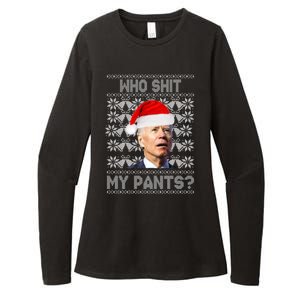 Who Pooped My Pants? Funny Biden Ugly Christmas Womens CVC Long Sleeve Shirt