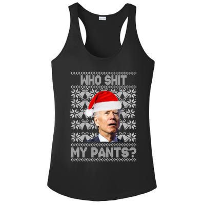 Who Pooped My Pants? Funny Biden Ugly Christmas Ladies PosiCharge Competitor Racerback Tank