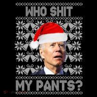 Who Pooped My Pants? Funny Biden Ugly Christmas Cooling Performance Long Sleeve Crew