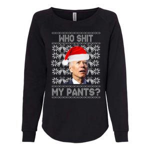 Who Pooped My Pants? Funny Biden Ugly Christmas Womens California Wash Sweatshirt