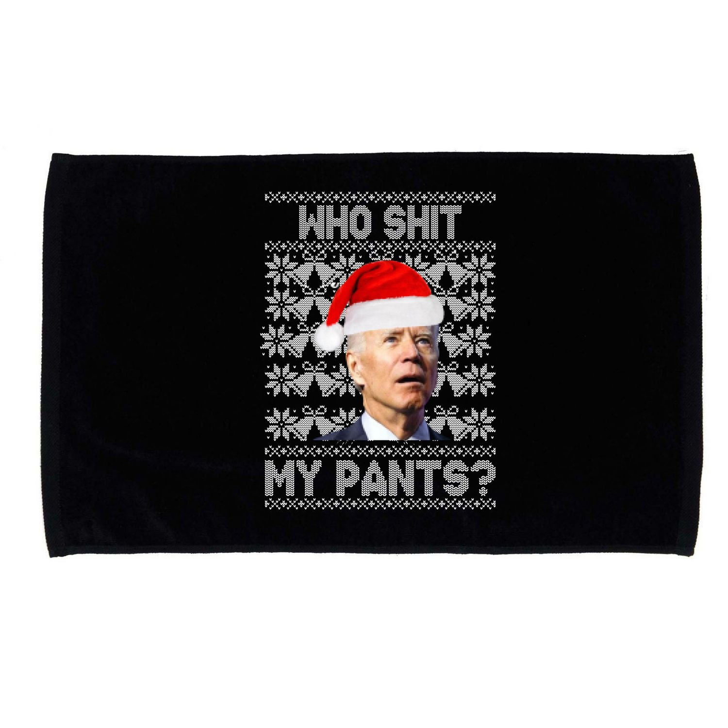 Who Pooped My Pants? Funny Biden Ugly Christmas Microfiber Hand Towel