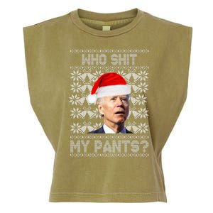 Who Pooped My Pants? Funny Biden Ugly Christmas Garment-Dyed Women's Muscle Tee