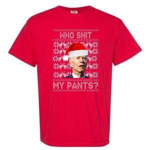 Who Pooped My Pants? Funny Biden Ugly Christmas Garment-Dyed Heavyweight T-Shirt