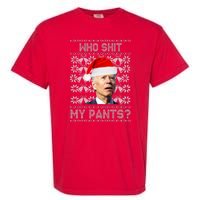 Who Pooped My Pants? Funny Biden Ugly Christmas Garment-Dyed Heavyweight T-Shirt